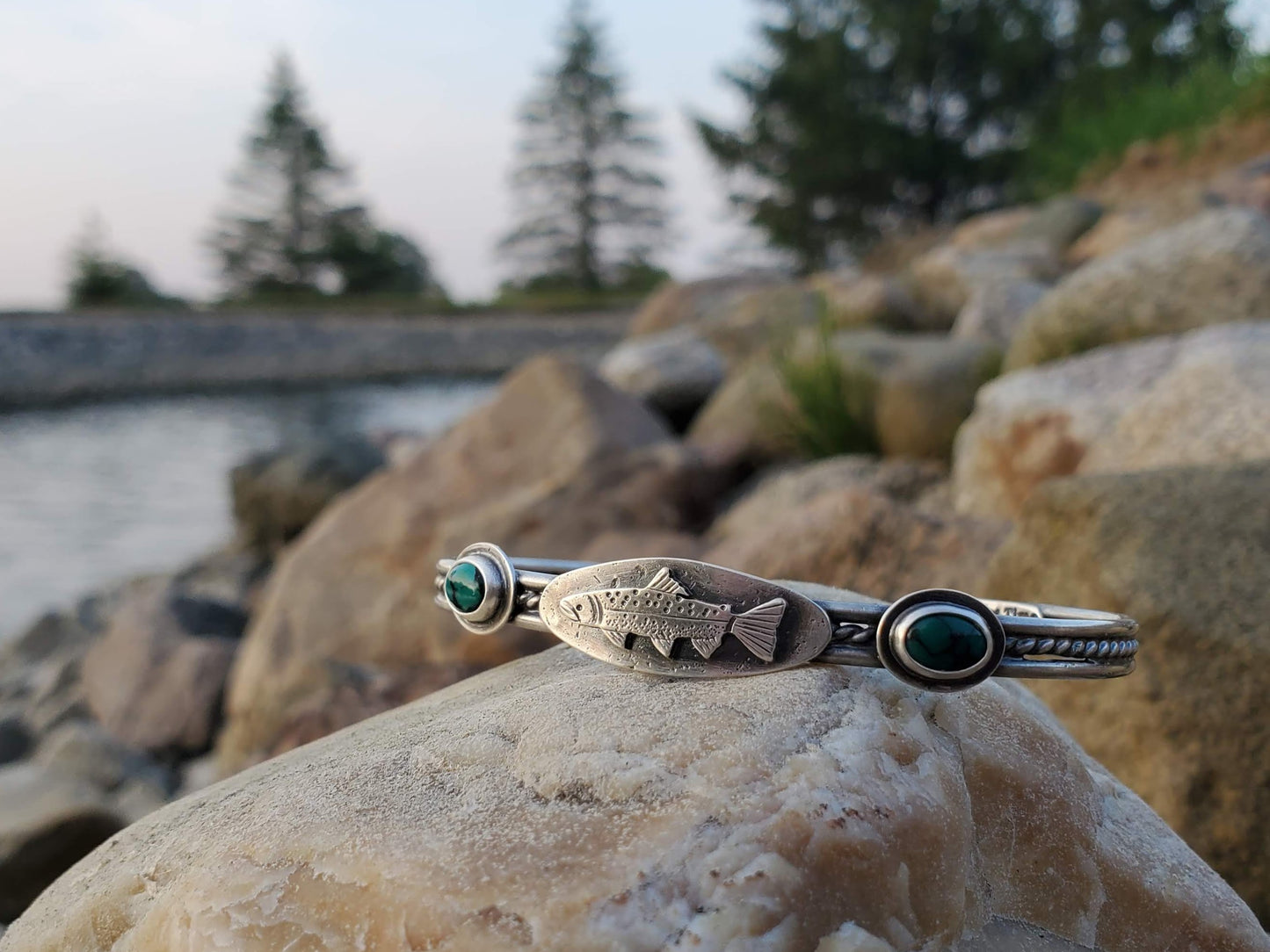 Trout and Hubei Turquoise, Gone Fishing Cuff