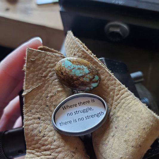 Scarred Ring, #8 Mine Turquoise, Size 9 to 9-1/4