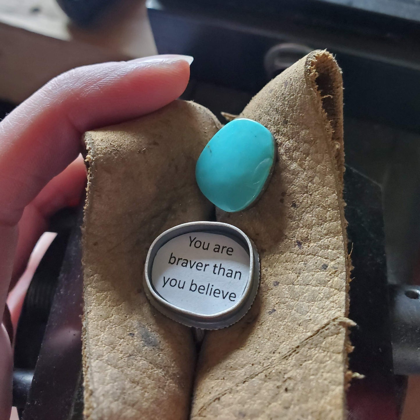 Scarred Ring, Arizona Turquoise, Size 10-1/2