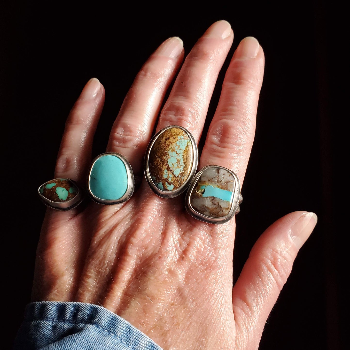 Scarred Ring, Arizona Turquoise, Size 10-1/2