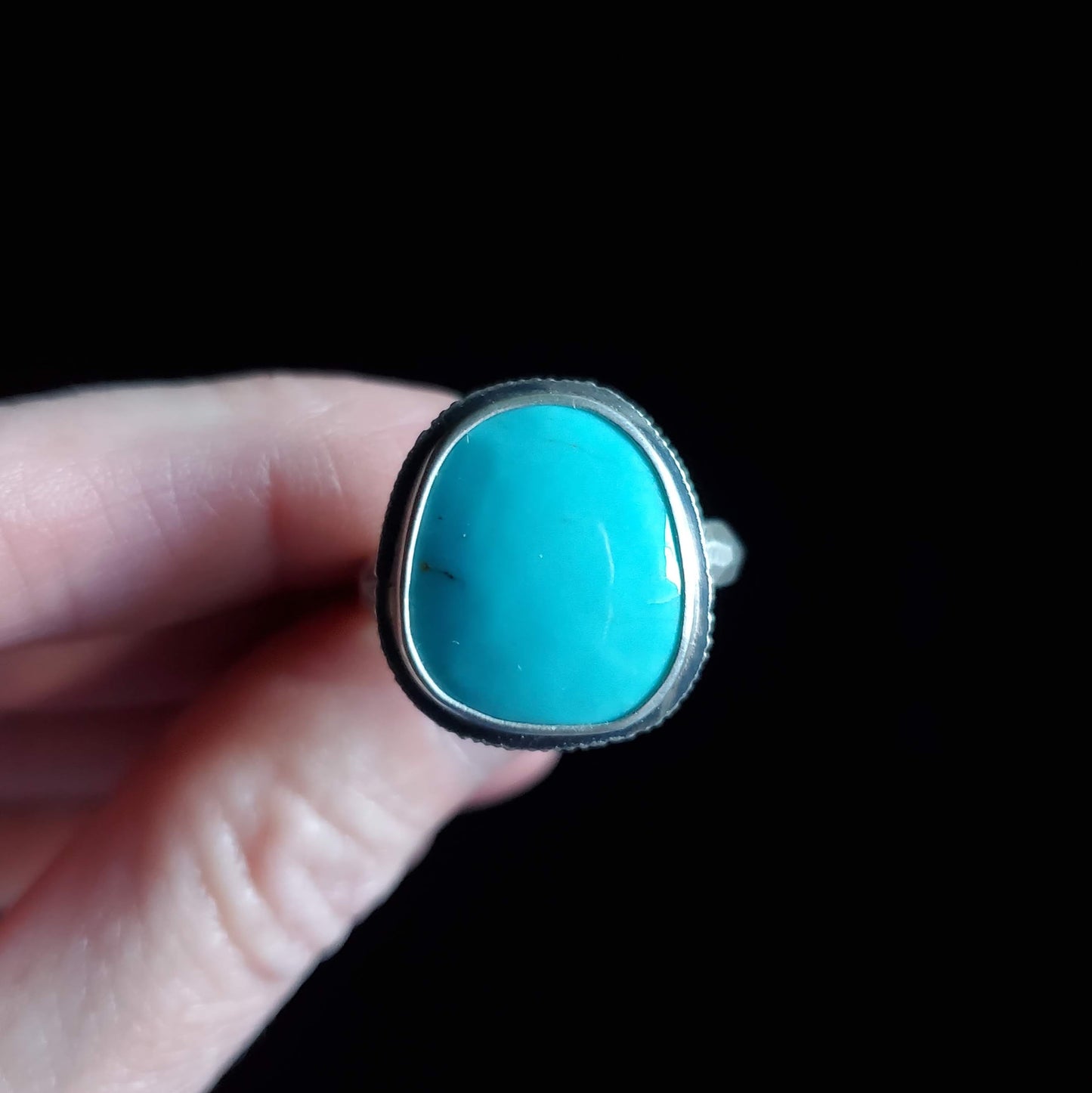 Scarred Ring, Arizona Turquoise, Size 10-1/2