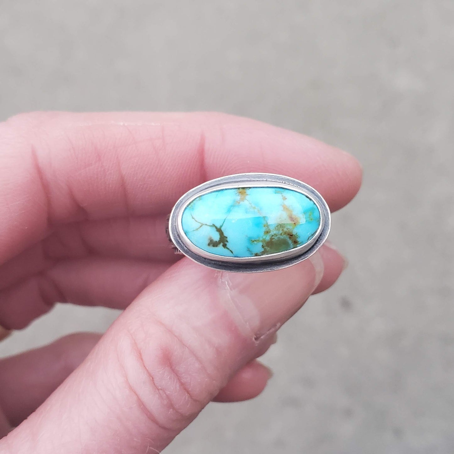 Turquoise Mountain with Decorative Ring Band - Size 10