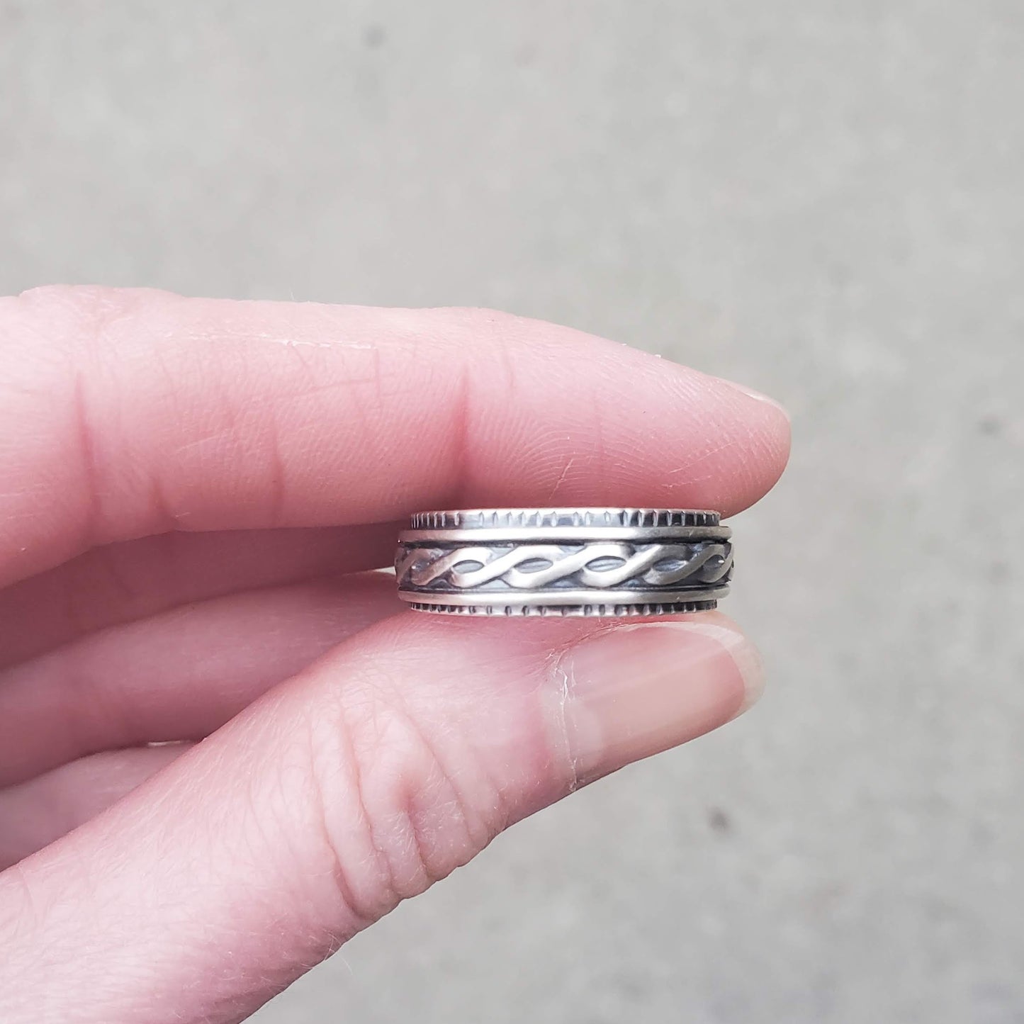 Turquoise Mountain with Decorative Ring Band - Size 10