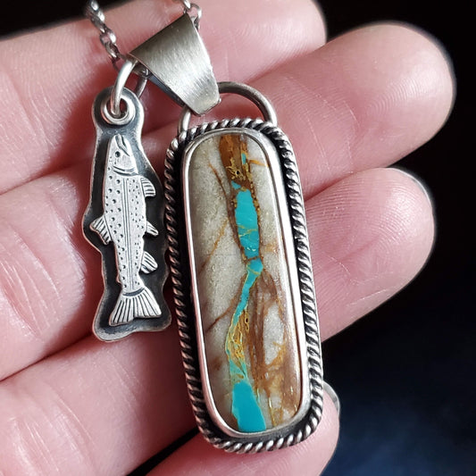Royston Ribbon Turquoise and Trout Charm Necklace