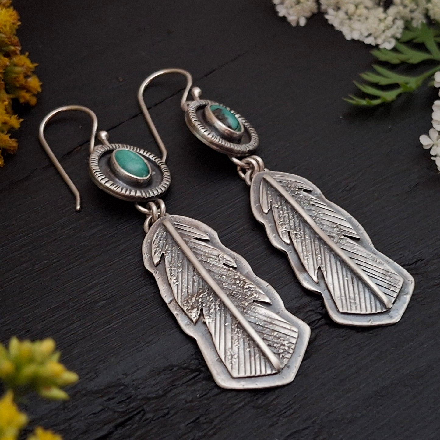 Hubei Turquoise Feather Earrings - Ode to Summer