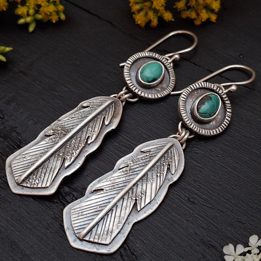 Hubei Turquoise Feather Earrings - Ode to Summer