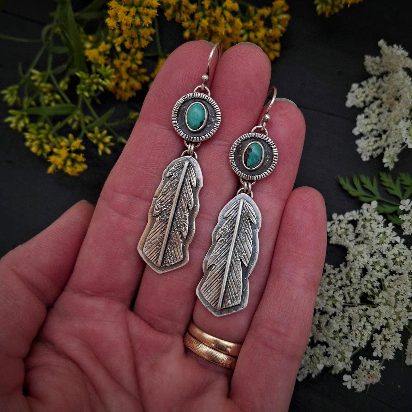 Hubei Turquoise Feather Earrings - Ode to Summer