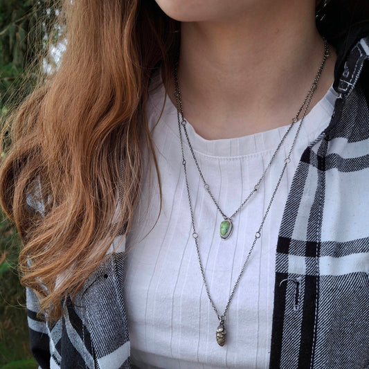 Sonoran Gold Turquoise and Pinecone Layered Necklace