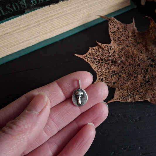 Mushroom Charm - Reclaimed Sterling Silver