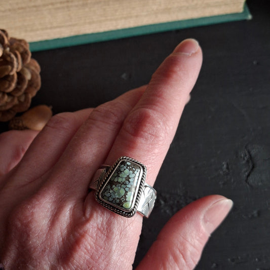 Star Fox Variscite Night-time Mountain Ring - Size 9.5