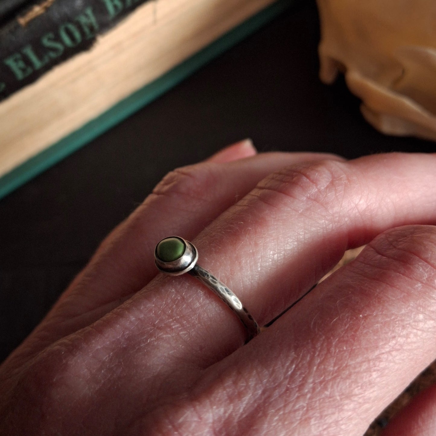 Hubei Turquoise Ring - Size 7 - Hammered Band