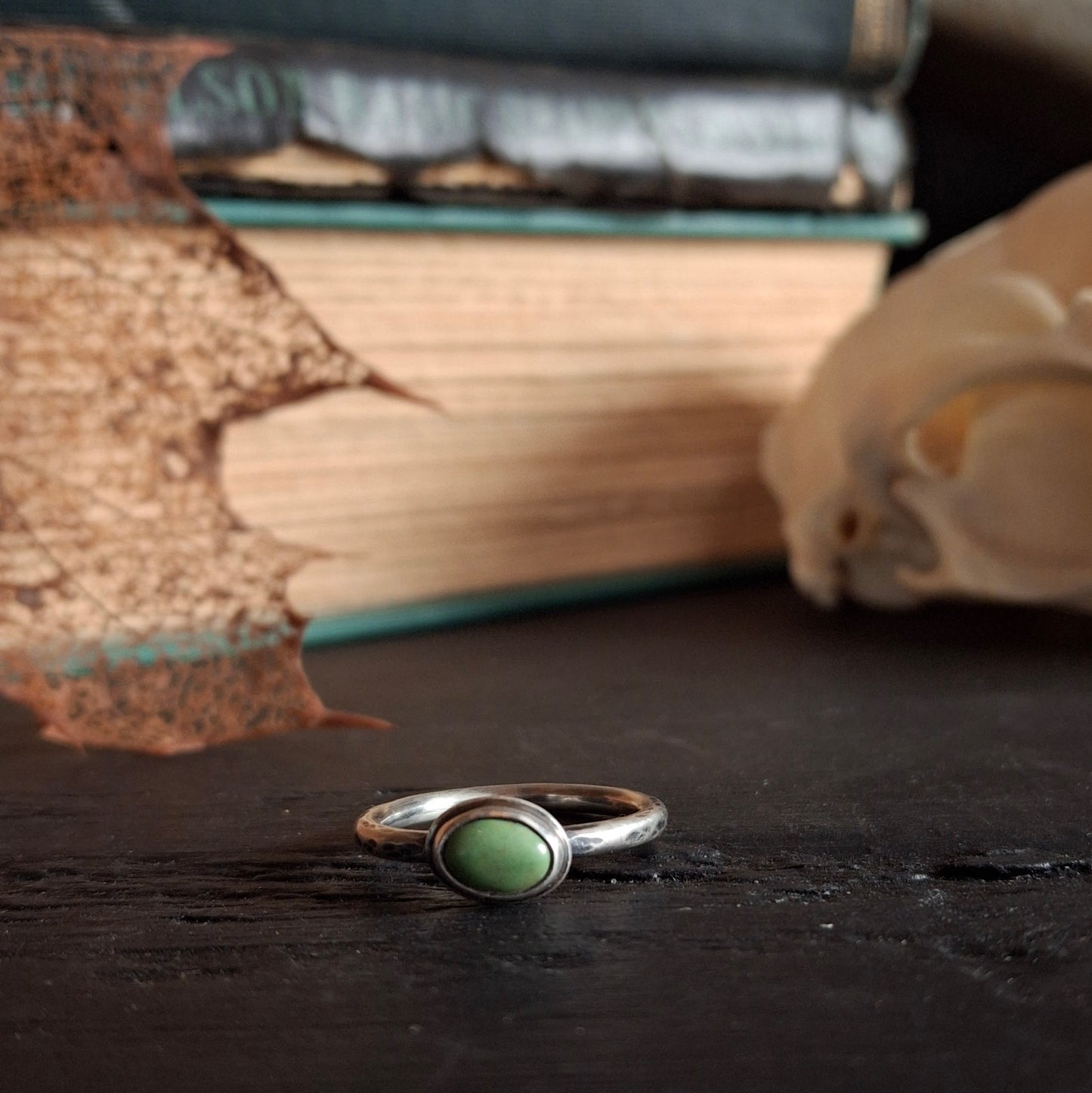 Hubei Turquoise Ring - Size 7 - Hammered Band