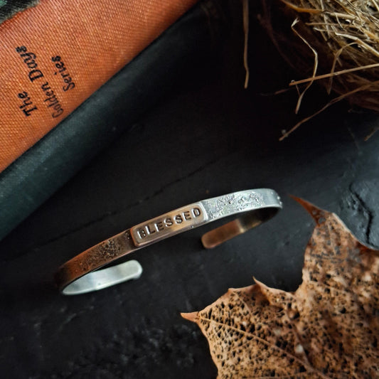 Silver Blessed Cuff - Inspirational Message