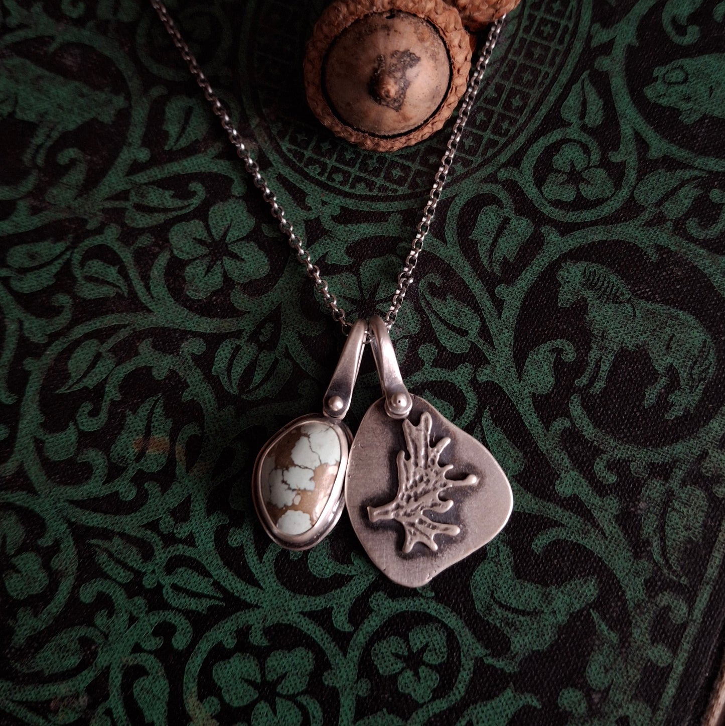 Treasure Mountain Turquoise and Moose Antler Charm Necklace