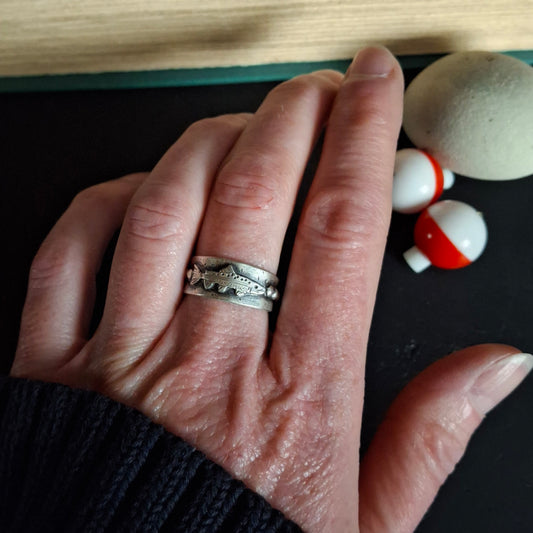 Trout and River Rock Ring - Size 7.25