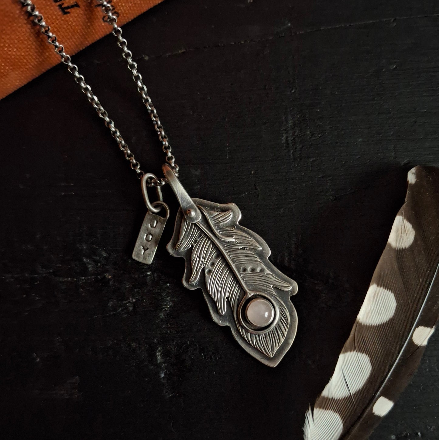 Rose Quartz Feather Pendant - Joy Charm