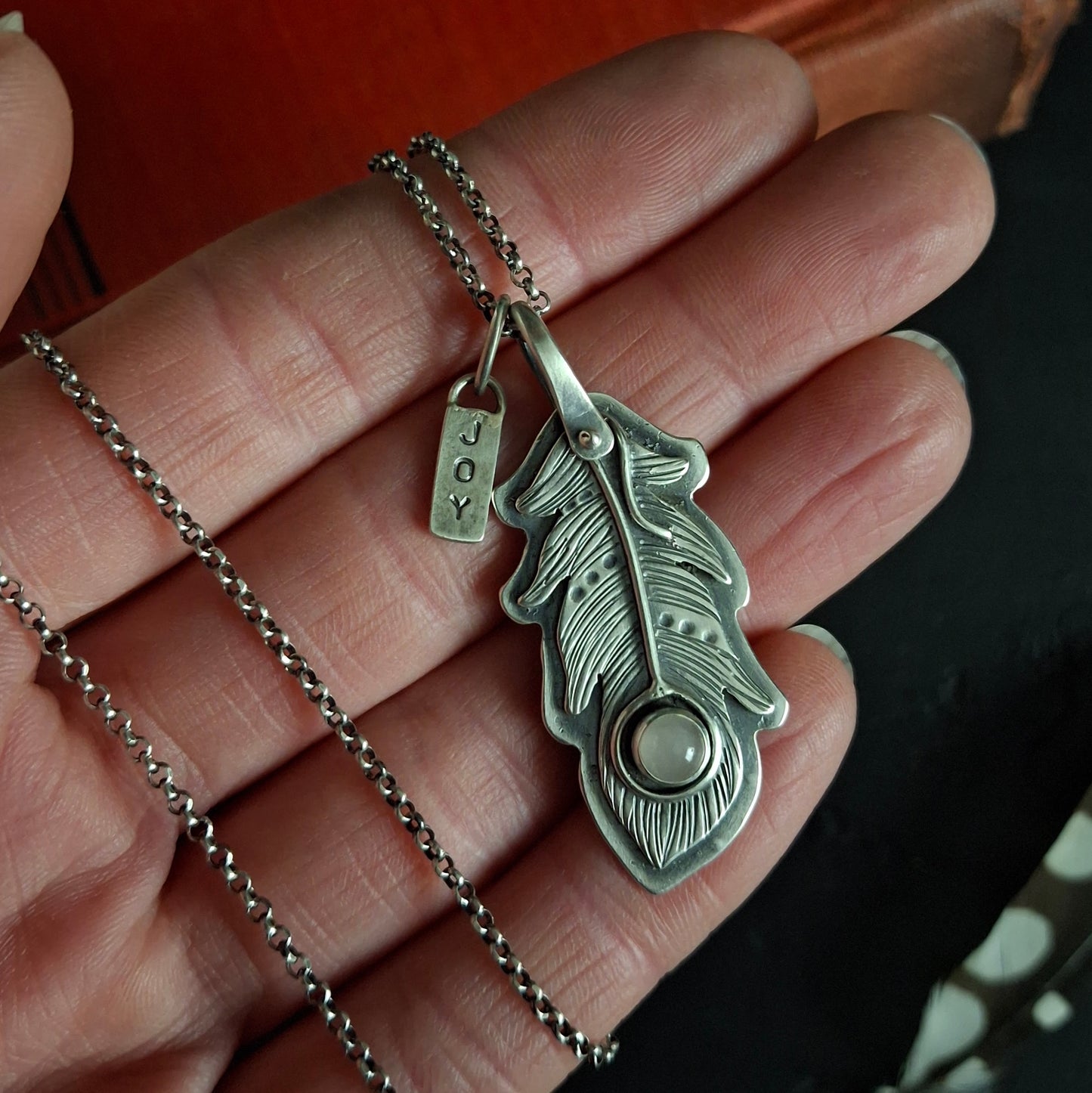 Rose Quartz Feather Pendant - Joy Charm