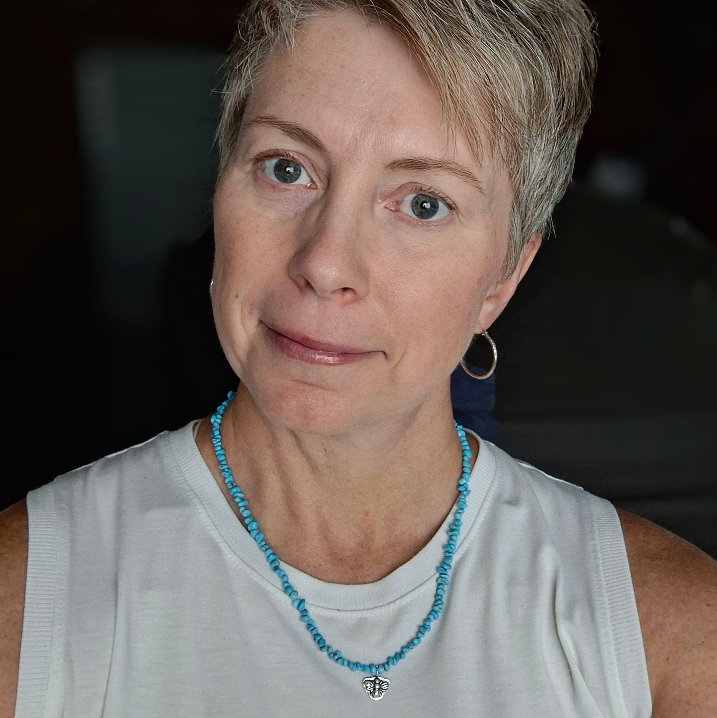 Sleeping Beauty Turquoise Necklace with Bee