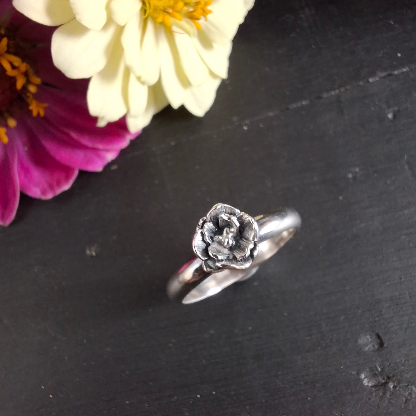 Floral Sterling Silver Ring - Size 8.5