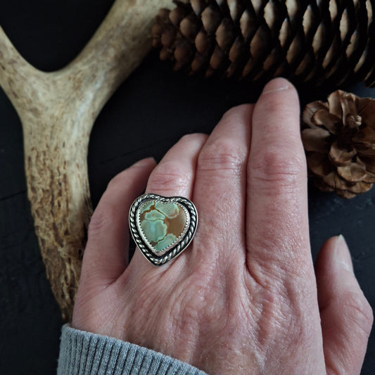 Red River Turquoise Heart Ring - Size 6.5