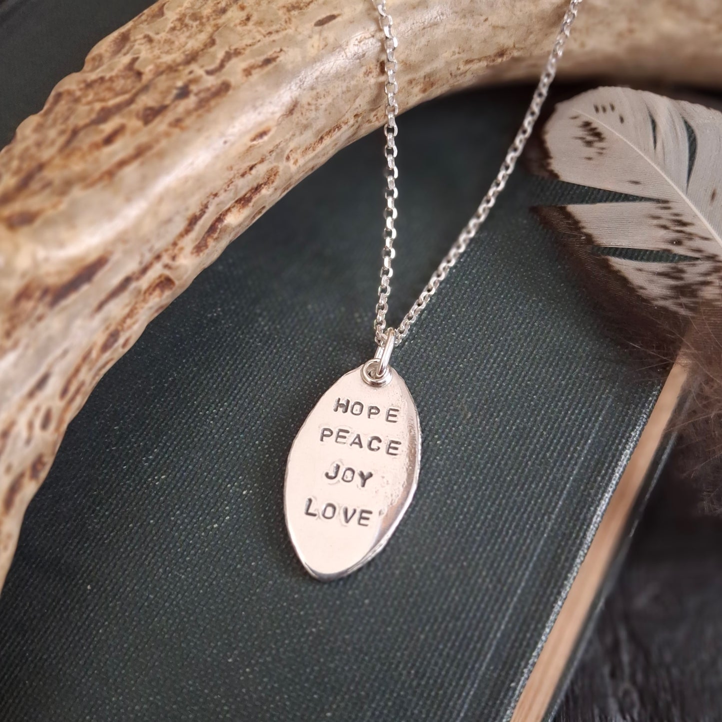 Hope Peace Joy Love Charm | Hand-Stamped Sterling Silver | Advent-Inspired Meaningful Jewelry