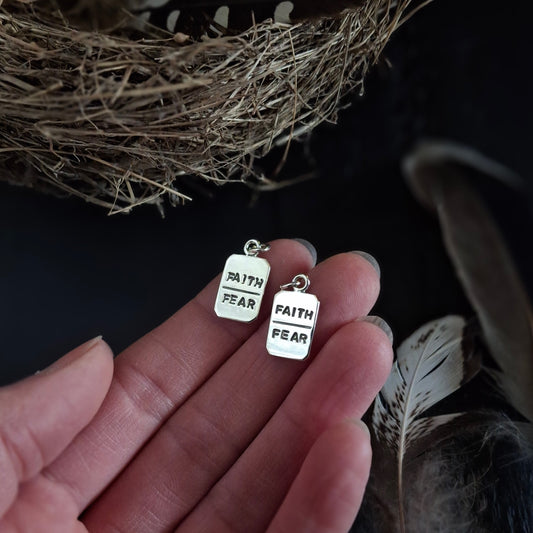 Faith over Fear Charms - Hand Stamped Sterling Talisman