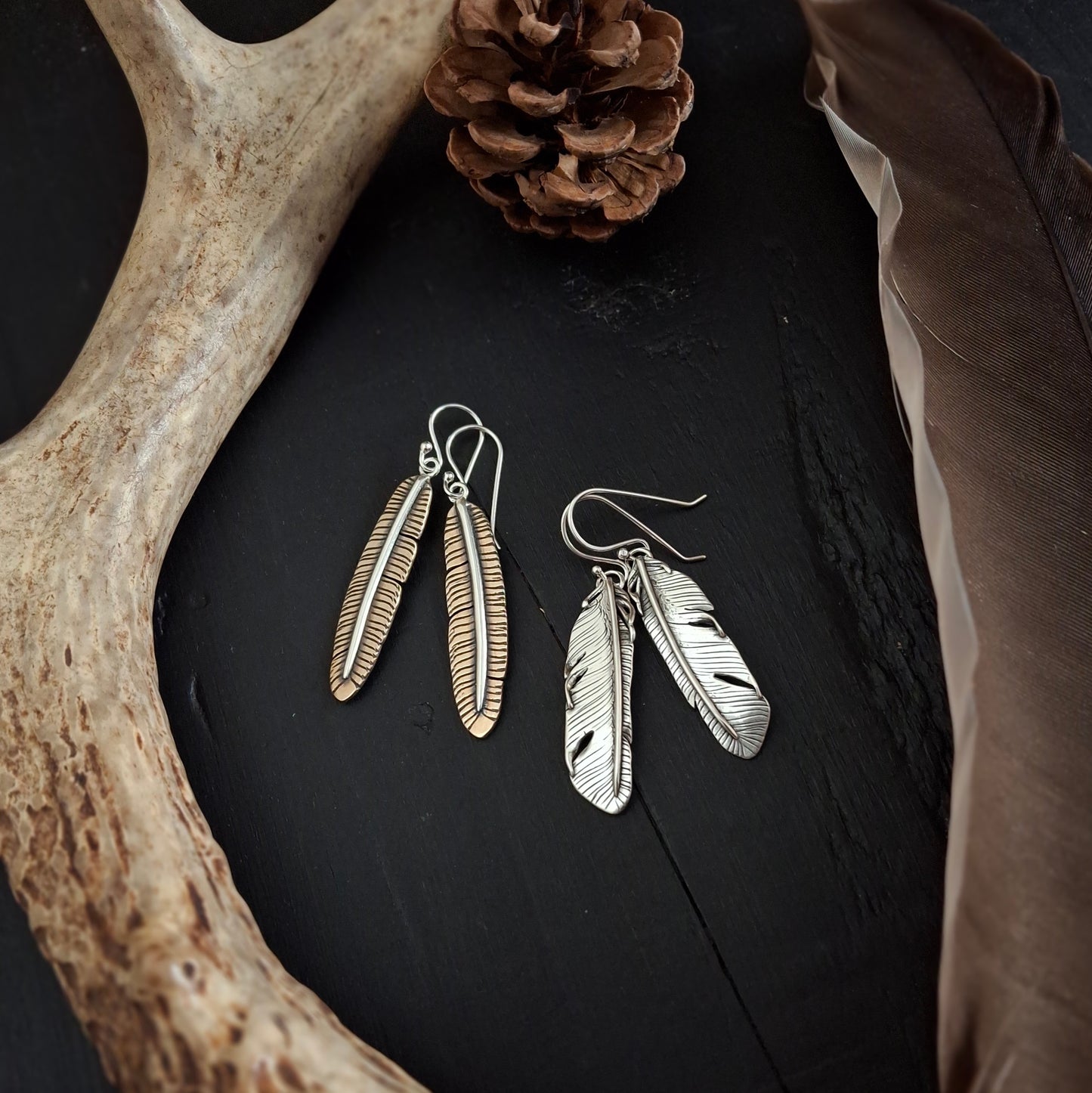 Silver Feather Earrings | Sterling Silver | Above and Below Collection