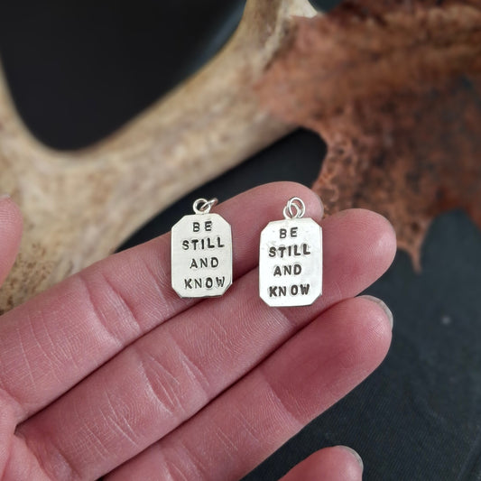 Be Still and Know Charm Necklace | Hand-Stamped Sterling Silver