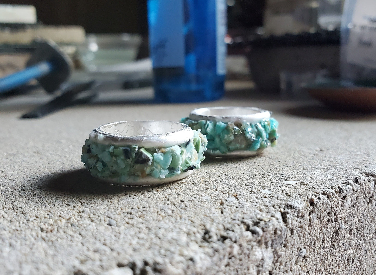 Turquoise Inlay Ring - Size 6.5 & 8