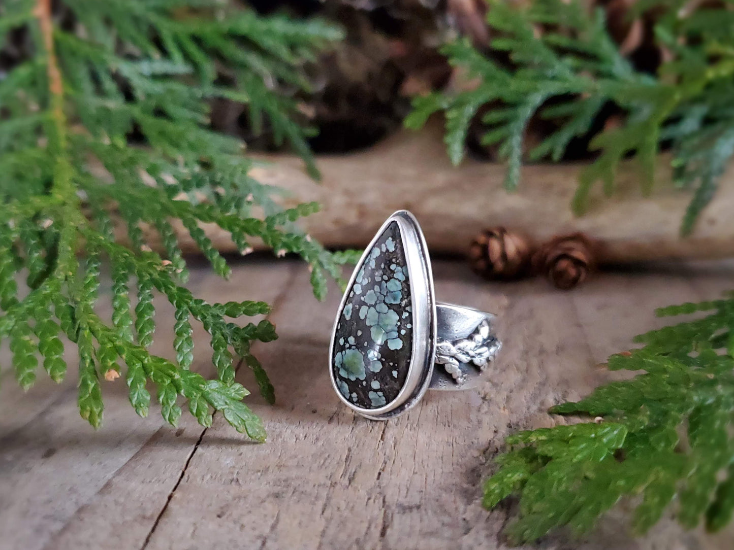 Star Fox Variscite with Cedar Ring - Size 8.5