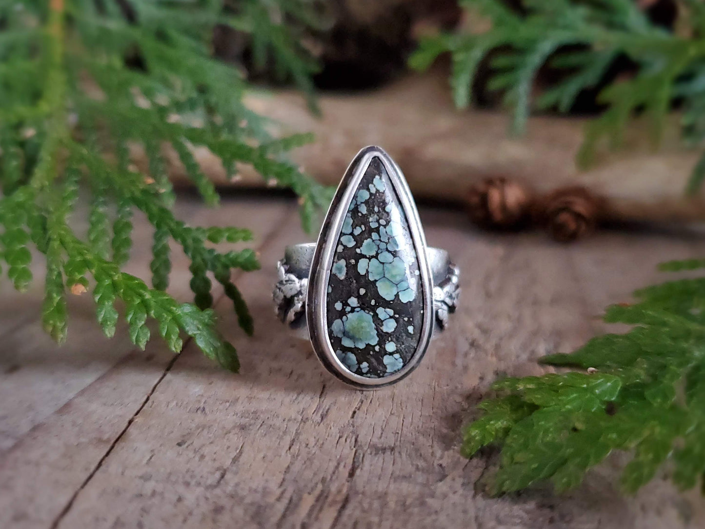 Star Fox Variscite with Cedar Ring - Size 8.5