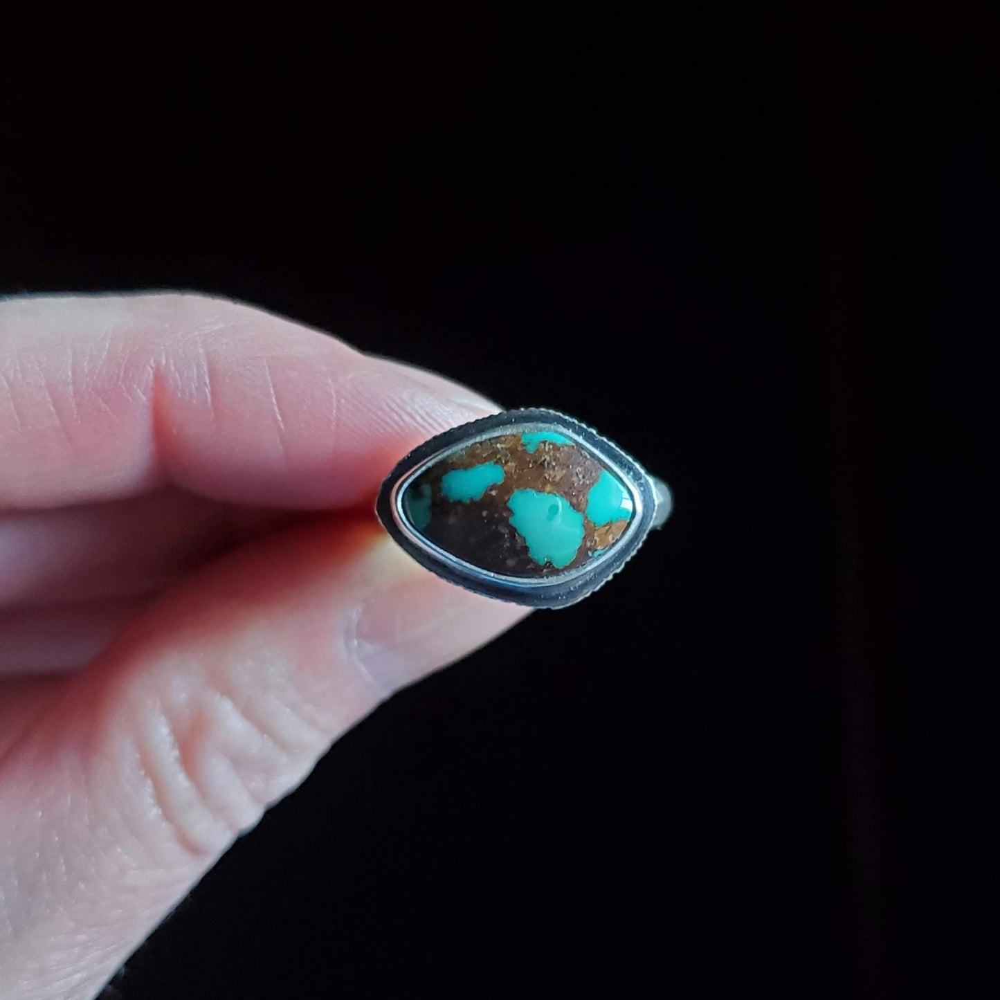 Scarred Ring, Royston Turquoise, Size 8-1/2