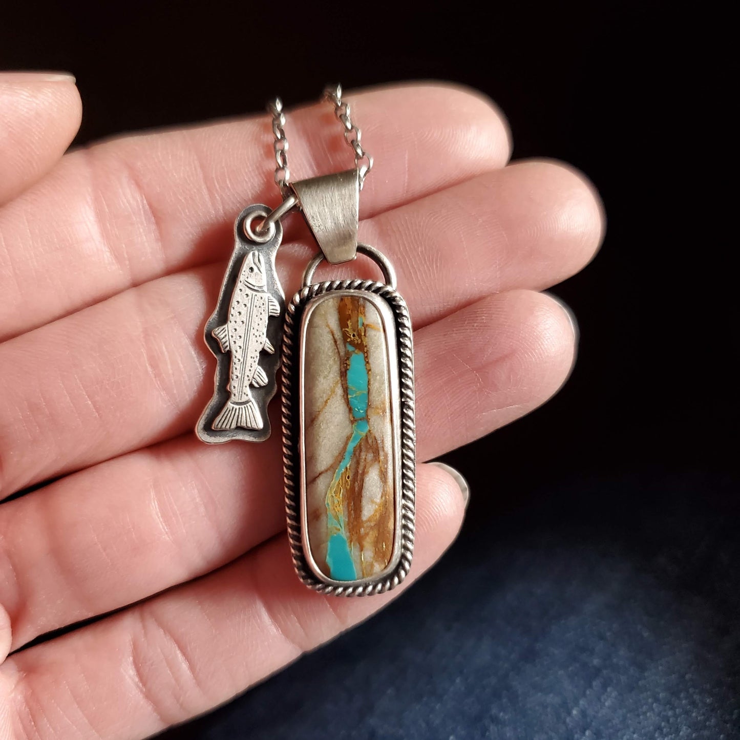 Royston Ribbon Turquoise and Trout Charm Necklace