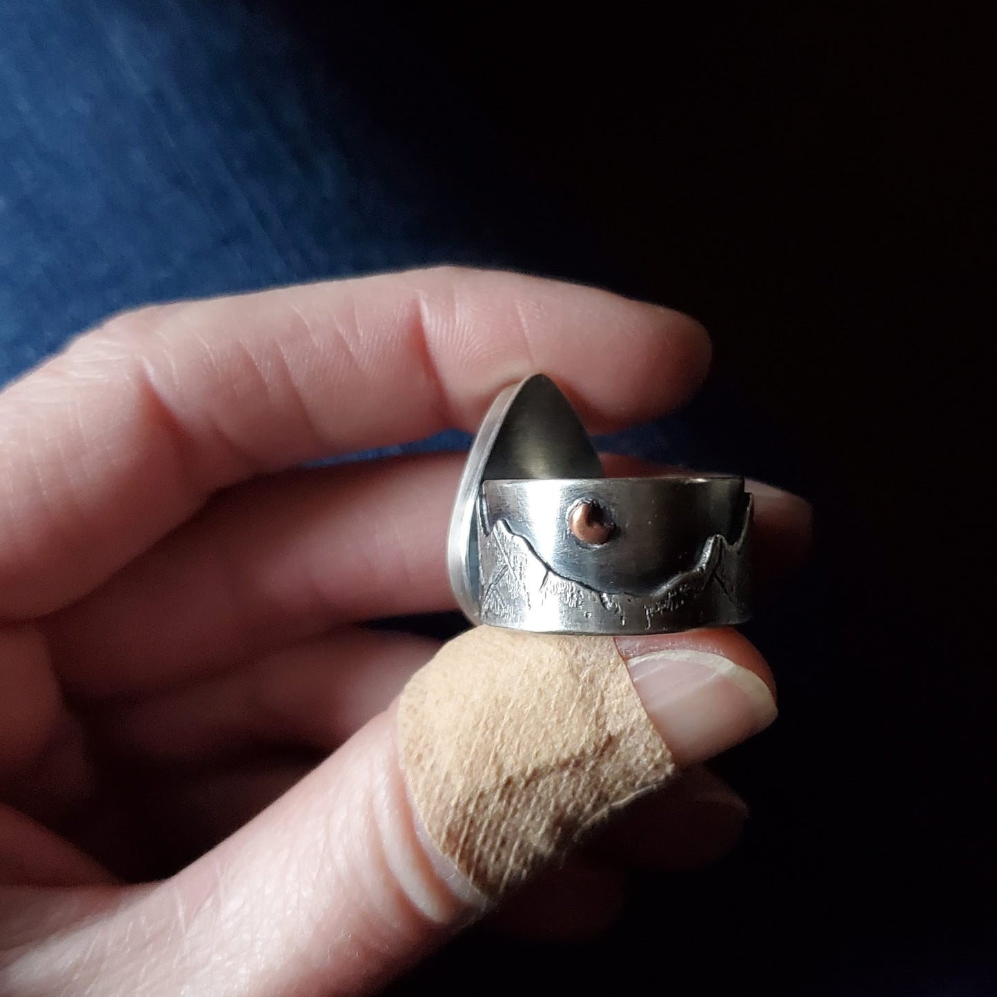 Labradorite Mountian Band Ring - Size 8.5