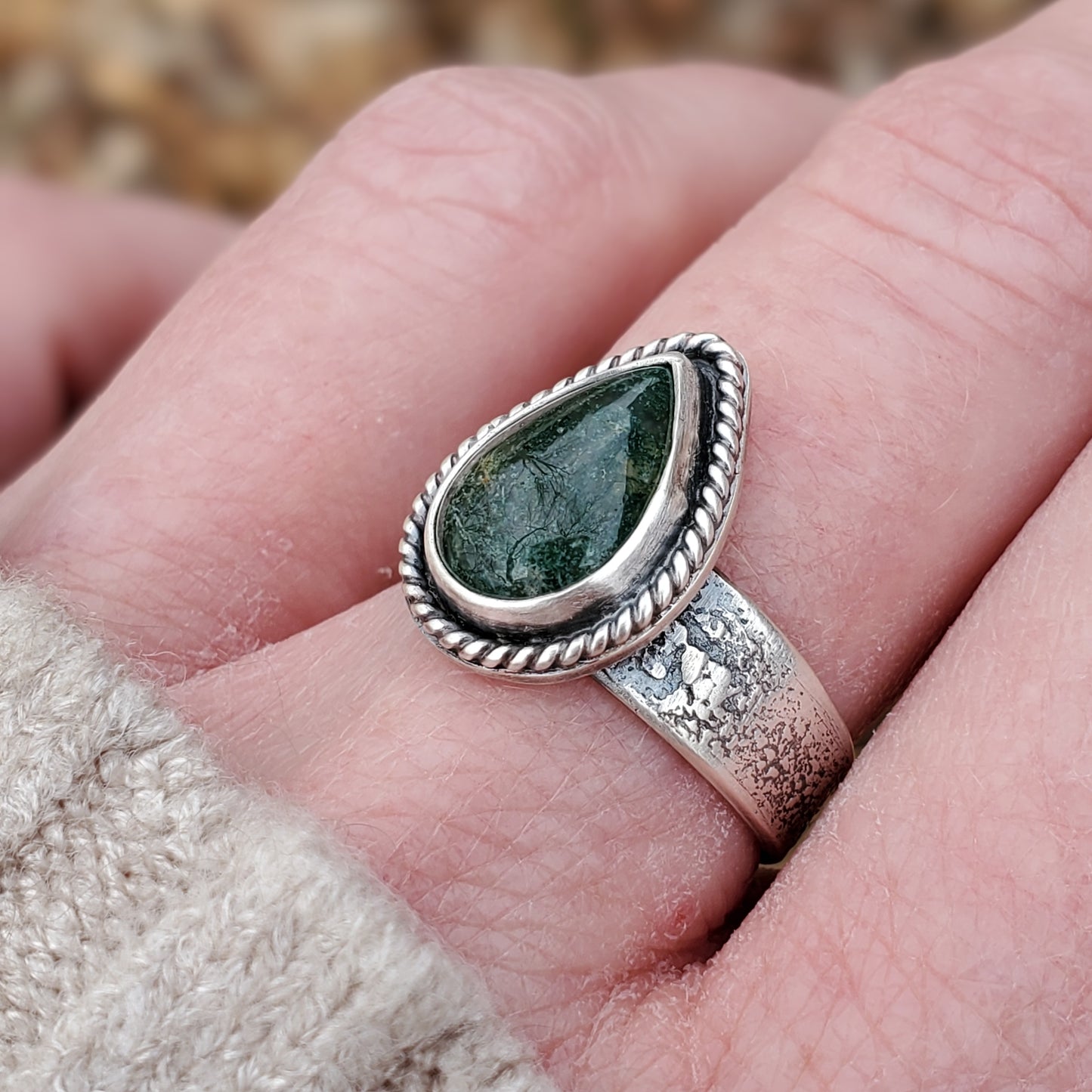 Moss Agate WANDER Ring - Size 7