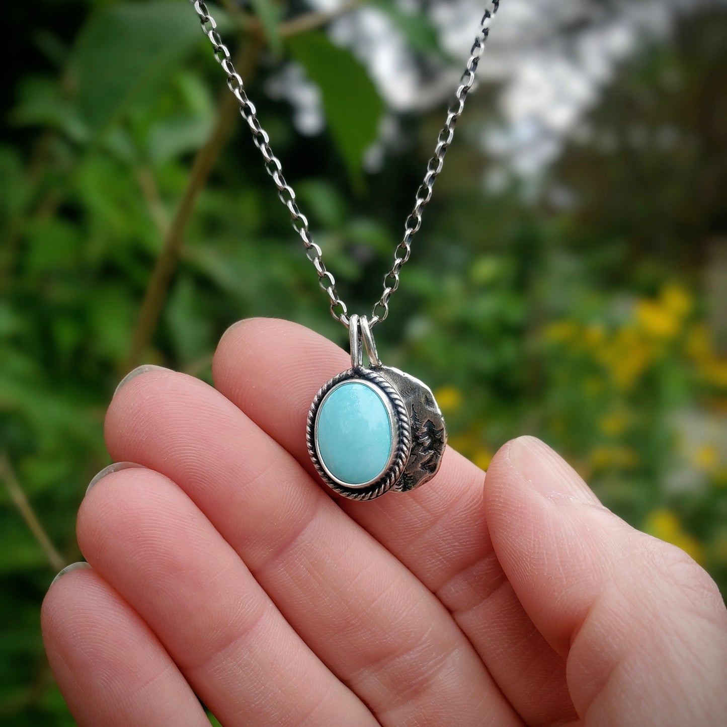 Blue Skies and Forest Trees Charm Necklace