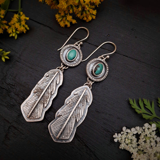 Hubei Turquoise Feather Earrings - Ode to Summer