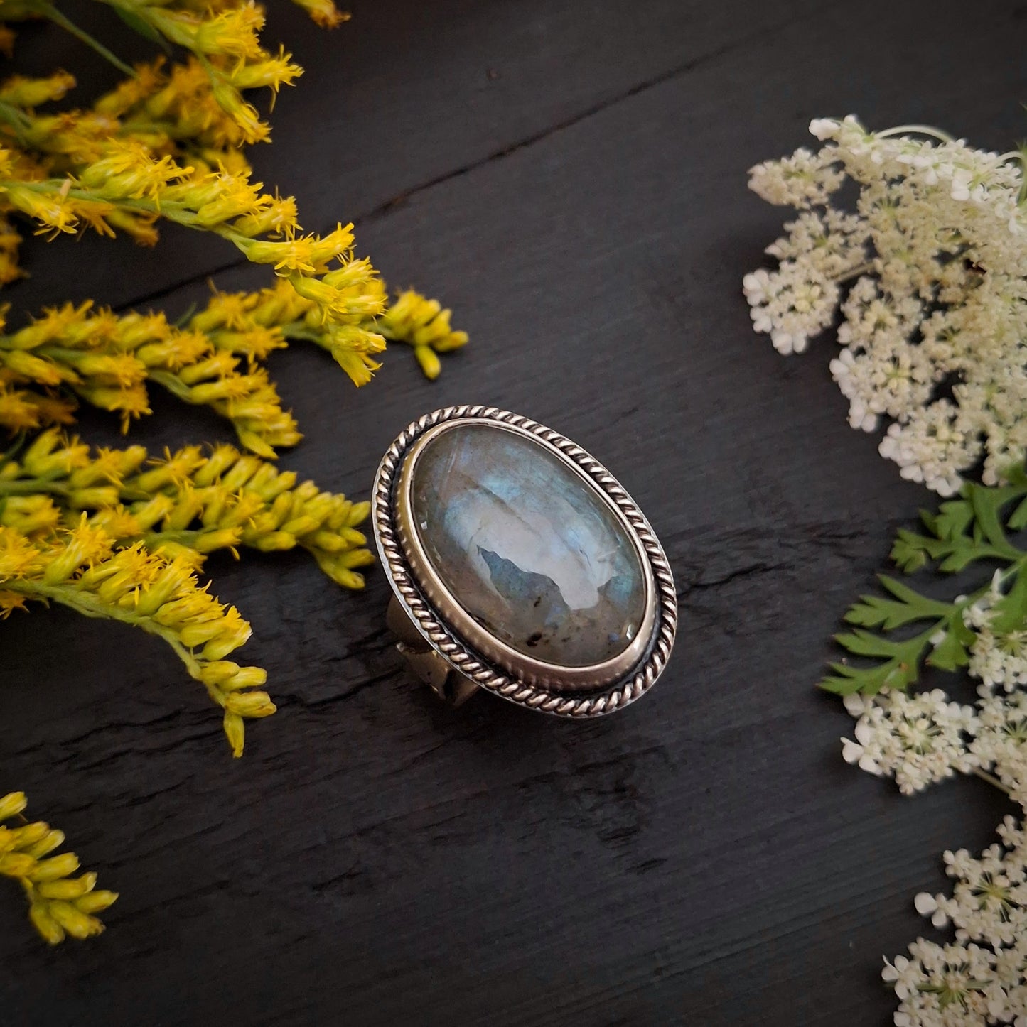 Labradorite Ring - Ode to Summer - Size 9.5