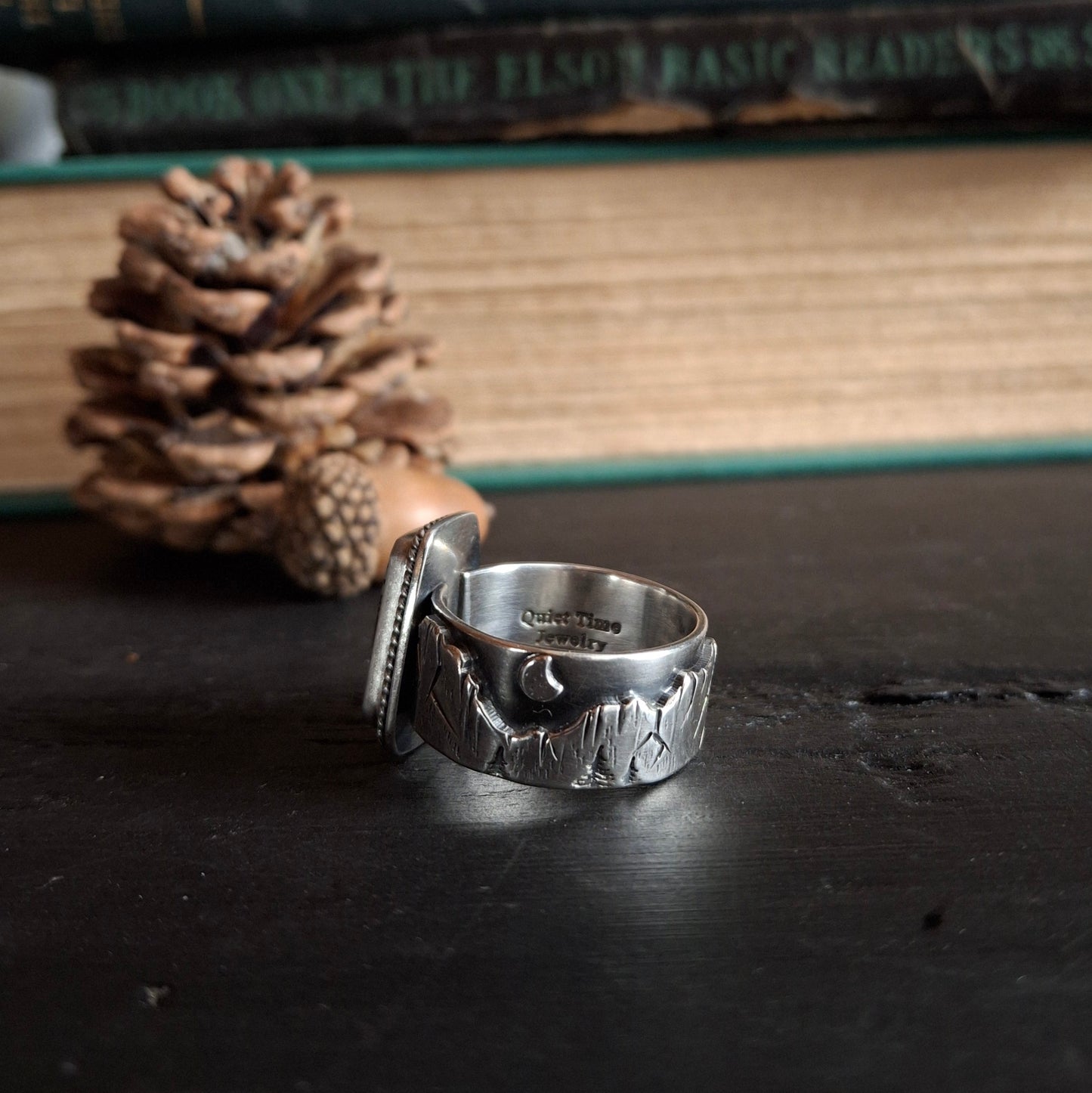 Star Fox Variscite Night-time Mountain Ring - Size 9.5