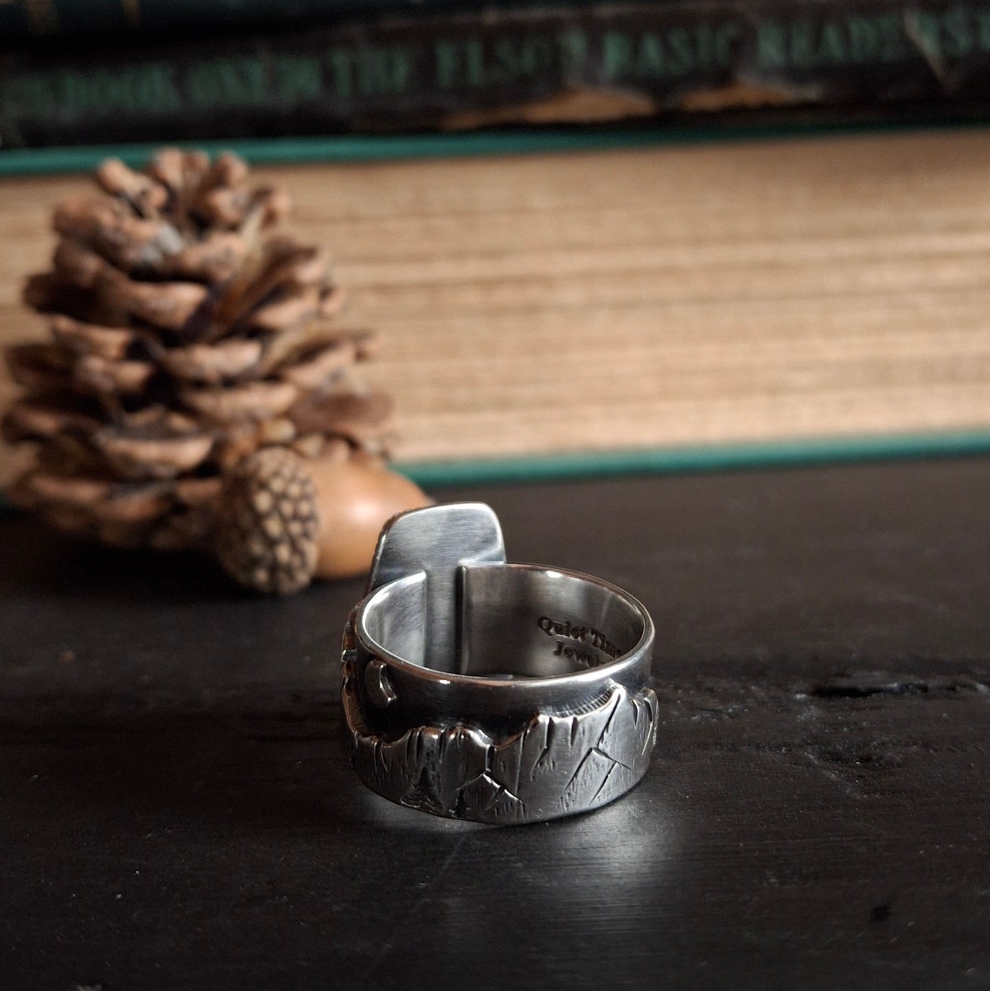 Star Fox Variscite Night-time Mountain Ring - Size 9.5