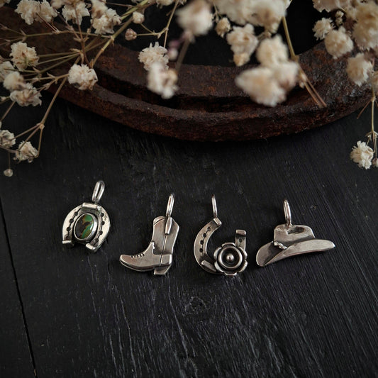 Western Sterling Silver Charms | Reclaimed Silver | Turquoise Accent