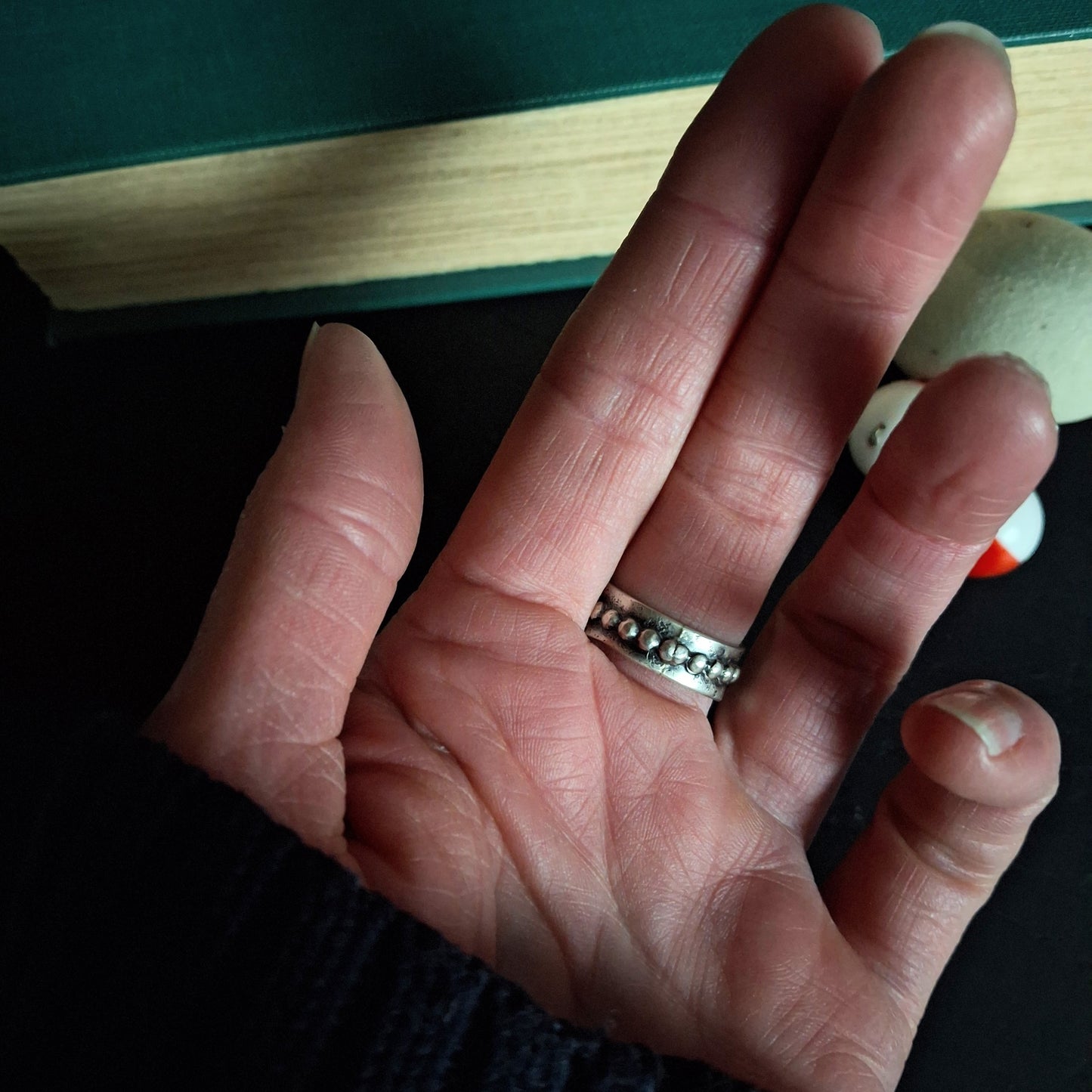 Trout and River Rock Ring - Size 7.25