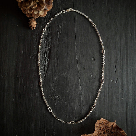 Oval Link and Chain Necklace | Sterling Silver