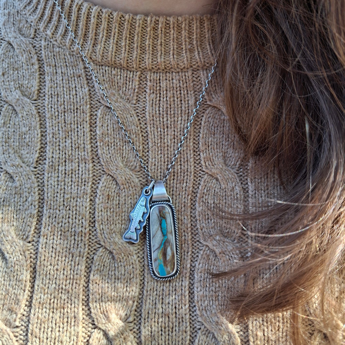 Royston Ribbon Turquoise and Trout Charm Necklace