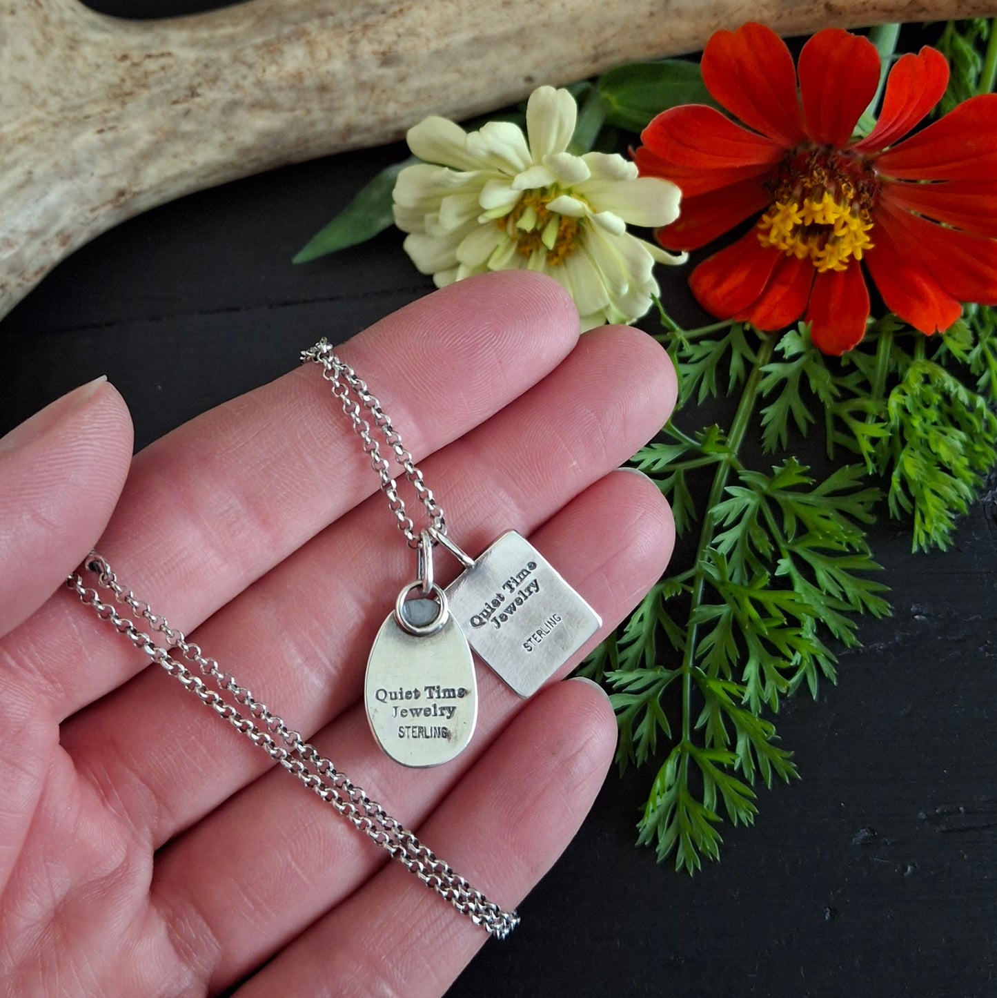 Sunstone Charm and Flower Seed Packet Charm