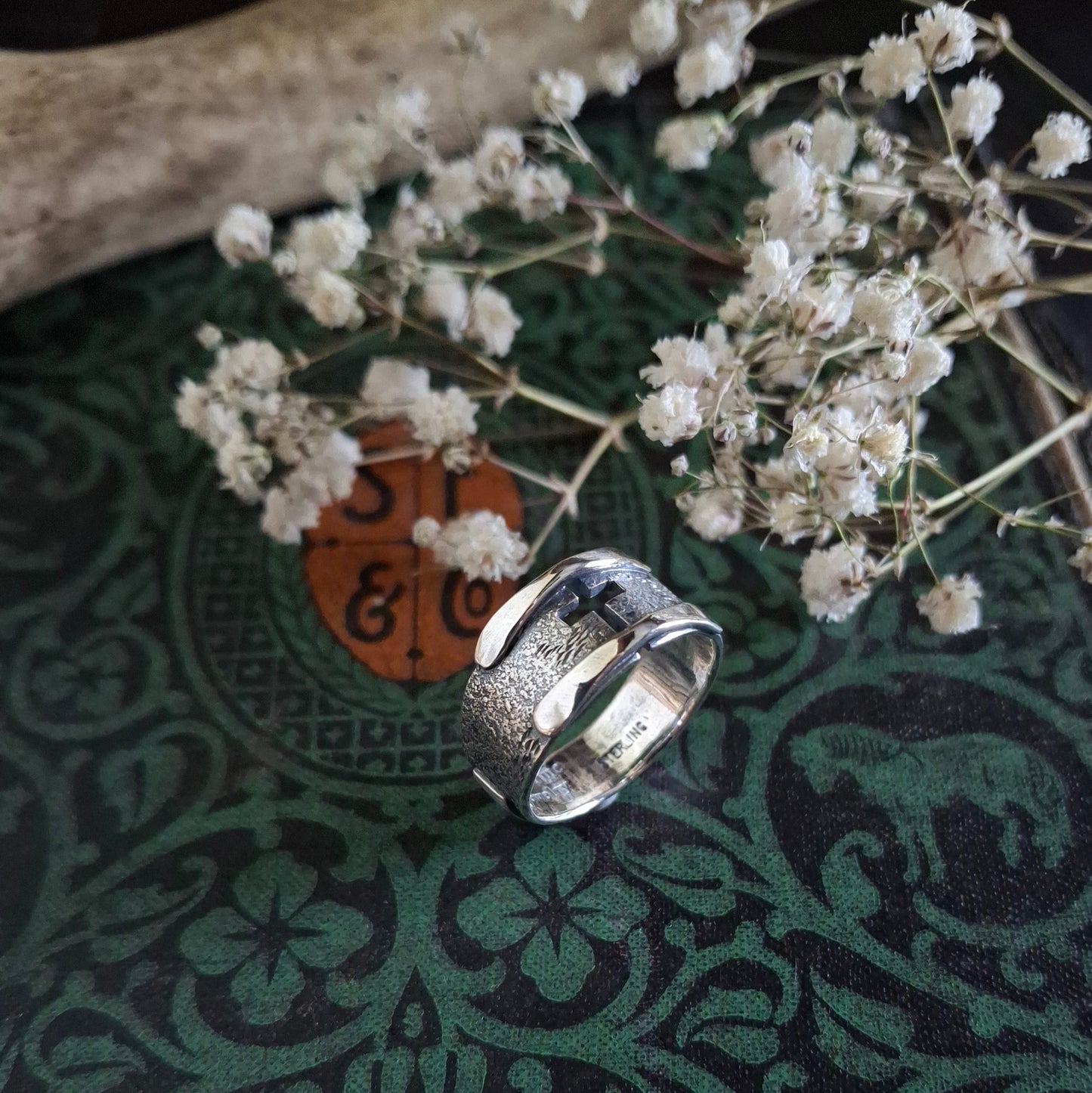 Faith Cross Ring with Pray Trust Message | Sterling Silver | Made to Order