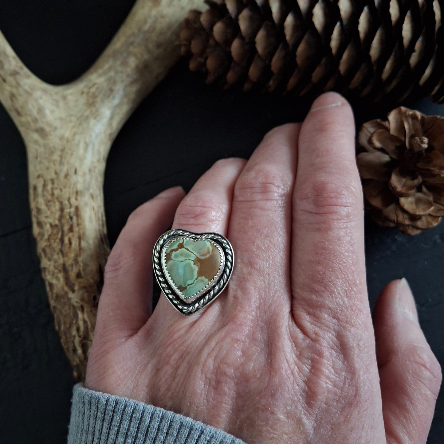 Red River Turquoise Heart Ring - Size 6.5