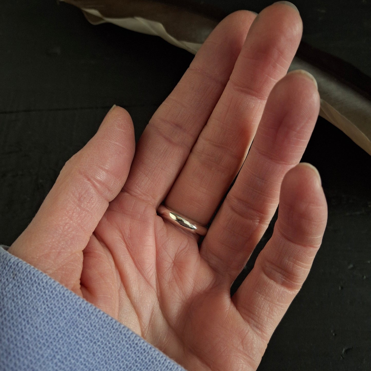 Old Morenci Turquoise Feather Ring - Size 7