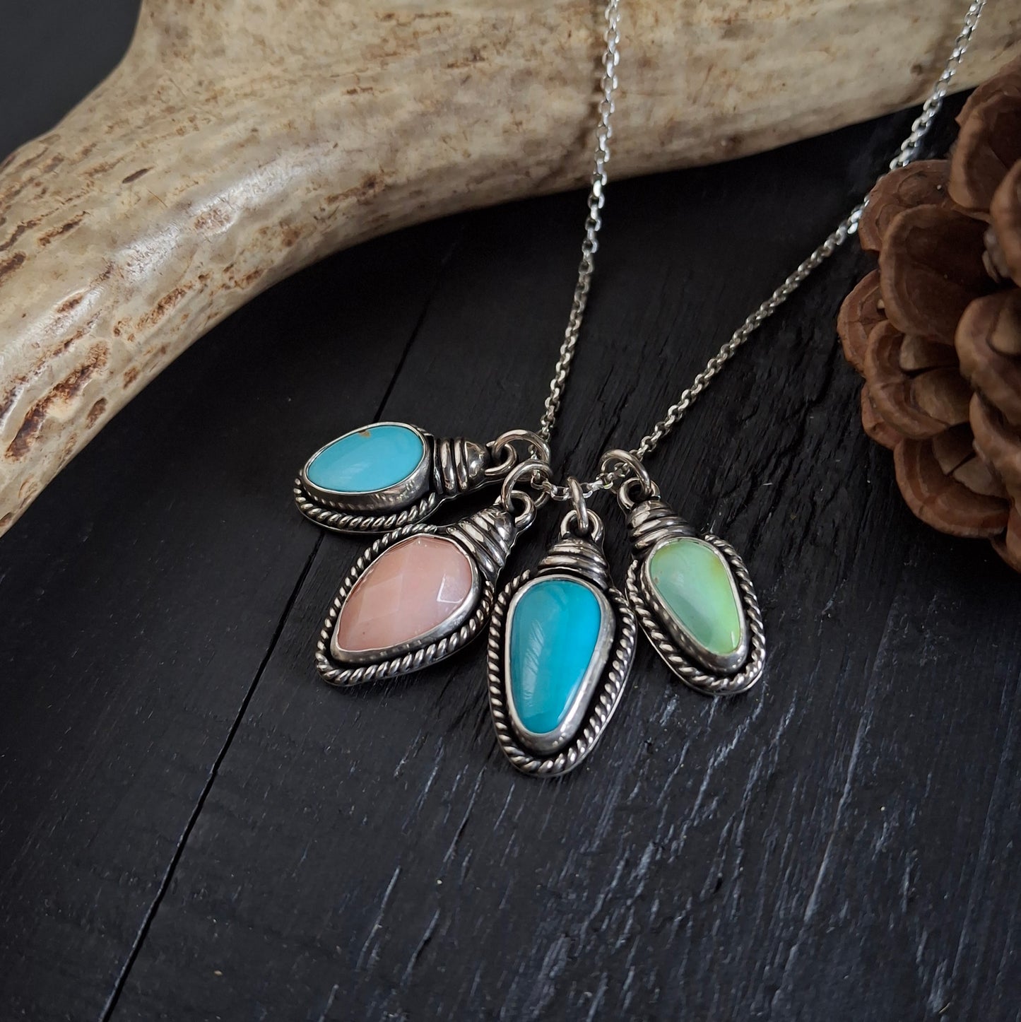 Vintage Christmas Tree Lightbulb Pendants | Sterling Silver | Choose Your Stone