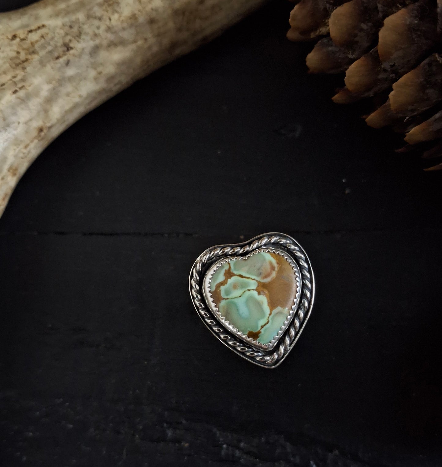 Red River Turquoise Heart Ring - Size 6.5